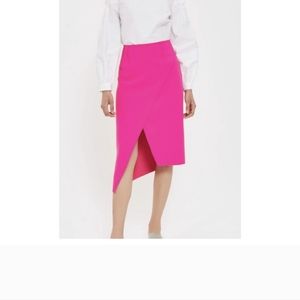 SOLD Topshop Midi Bright Pink Asymmetrical Skirt -Sz 10